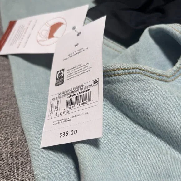 Over Belly High-Rise Denim Flare Maternity Pants, Size 16 - Picture 6 of 7